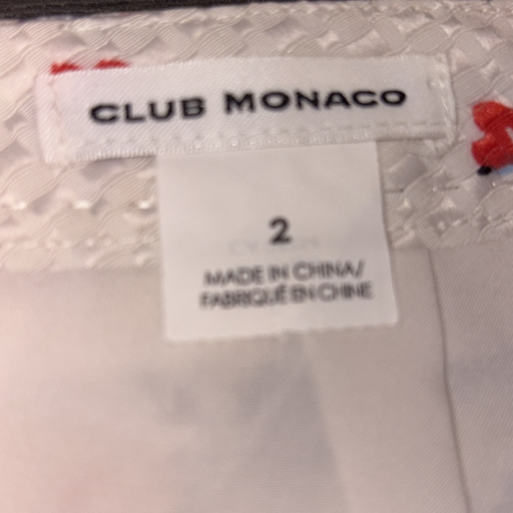 Club Monaco Floral Paisley Printed Box Pleat Mini Skirt Size 2 Cream/Navy/Red - Picture 7 of 10